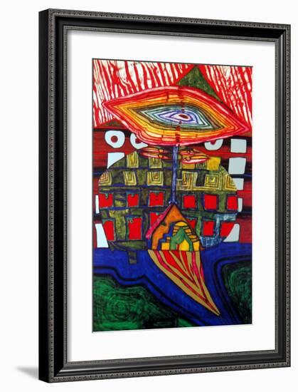 The Eye and the Beard of God-Friedensreich Hundertwasser-Framed Art Print