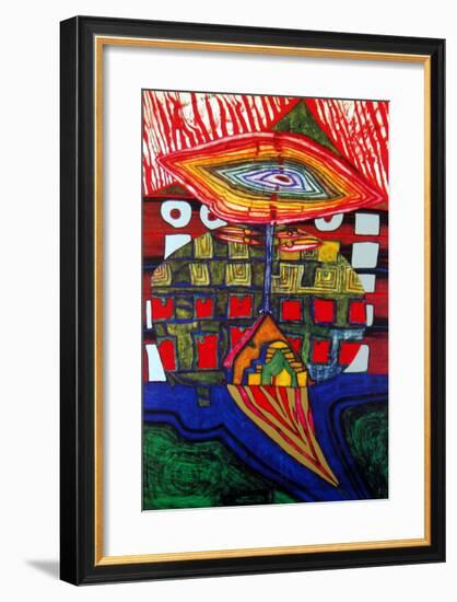 The Eye and the Beard of God-Friedensreich Hundertwasser-Framed Art Print