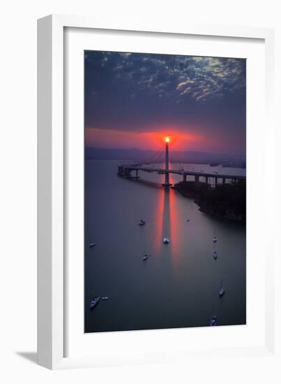 The Eye - Dreamy Sunrise Alignment East Bay Boat Harbor Bridge Oakland Bay Area-Vincent James-Framed Photographic Print