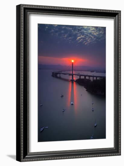 The Eye - Dreamy Sunrise Alignment East Bay Boat Harbor Bridge Oakland Bay Area-Vincent James-Framed Photographic Print