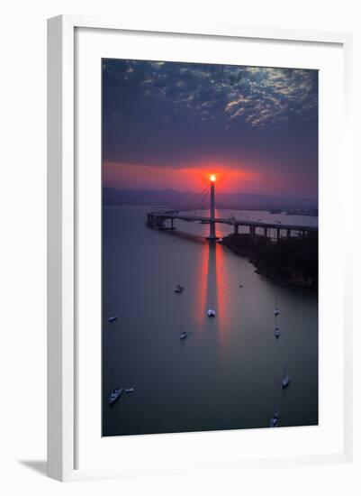 The Eye - Dreamy Sunrise Alignment East Bay Boat Harbor Bridge Oakland Bay Area-Vincent James-Framed Photographic Print