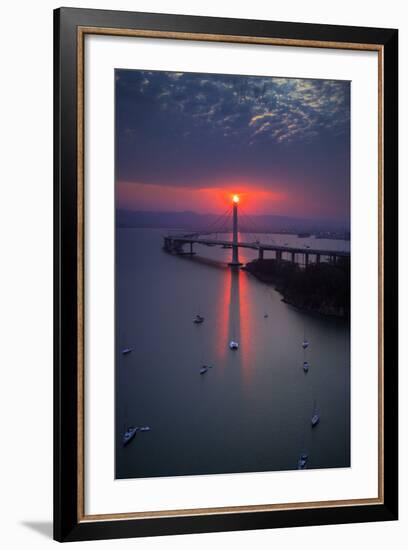The Eye - Dreamy Sunrise Alignment East Bay Boat Harbor Bridge Oakland Bay Area-Vincent James-Framed Photographic Print