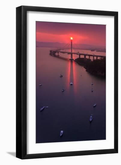 The Eye - Sunrise Mood East Bay Bridge Boat Harbor Oakland Bay Area-Vincent James-Framed Photographic Print