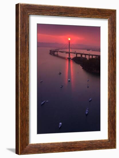 The Eye - Sunrise Mood East Bay Bridge Boat Harbor Oakland Bay Area-Vincent James-Framed Photographic Print