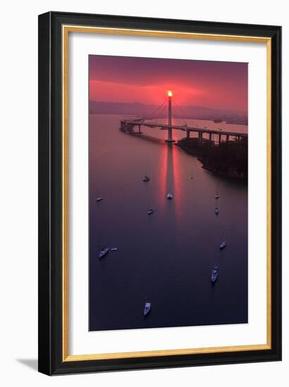 The Eye - Sunrise Mood East Bay Bridge Boat Harbor Oakland Bay Area-Vincent James-Framed Photographic Print