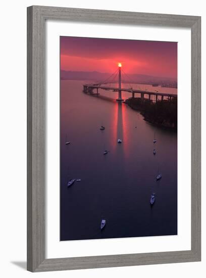 The Eye - Sunrise Mood East Bay Bridge Boat Harbor Oakland Bay Area-Vincent James-Framed Photographic Print
