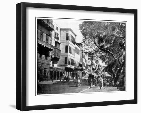 The Ezbekiyeh and Street Scene, Cairo, Egypt, Late 19th Century-John L Stoddard-Framed Giclee Print