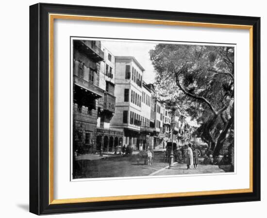 The Ezbekiyeh and Street Scene, Cairo, Egypt, Late 19th Century-John L Stoddard-Framed Giclee Print