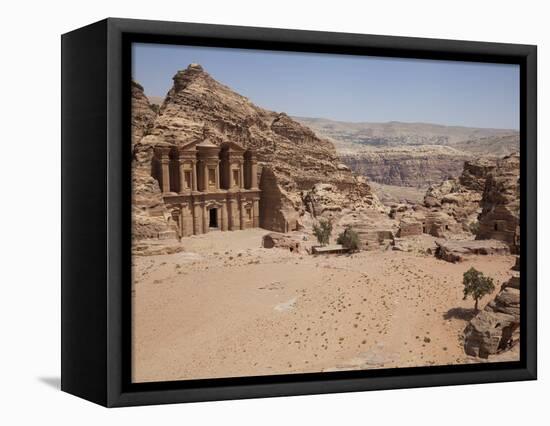 The Facade of the Monastery Carved into the Red Rock at Petra, UNESCO World Heritage Site, Jordan,-Martin Child-Framed Premier Image Canvas