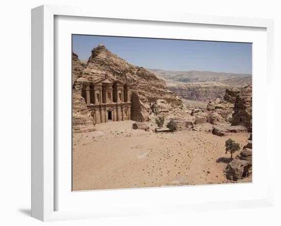 The Facade of the Monastery Carved into the Red Rock at Petra, UNESCO World Heritage Site, Jordan,-Martin Child-Framed Photographic Print