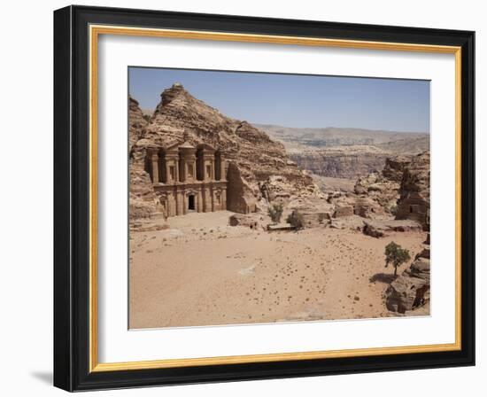 The Facade of the Monastery Carved into the Red Rock at Petra, UNESCO World Heritage Site, Jordan,-Martin Child-Framed Photographic Print