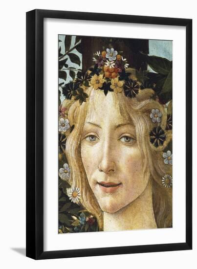 The Face of Flora, Detail of the Allegory of Spring, Circa 1477-1490-Sandro Botticelli-Framed Giclee Print