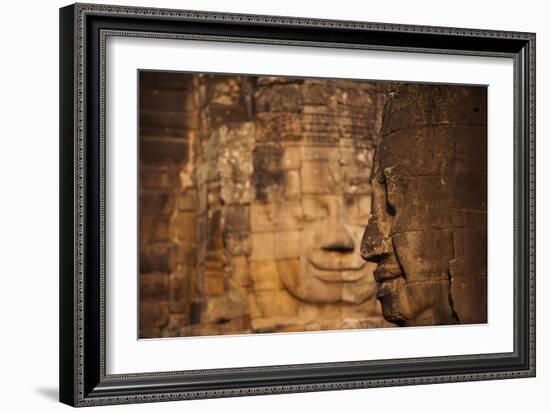 The faces on the Bayon temple at Angkor, UNESCO World Heritage Site, Siem Reap, Cambodia, Indochina-Alex Treadway-Framed Photographic Print