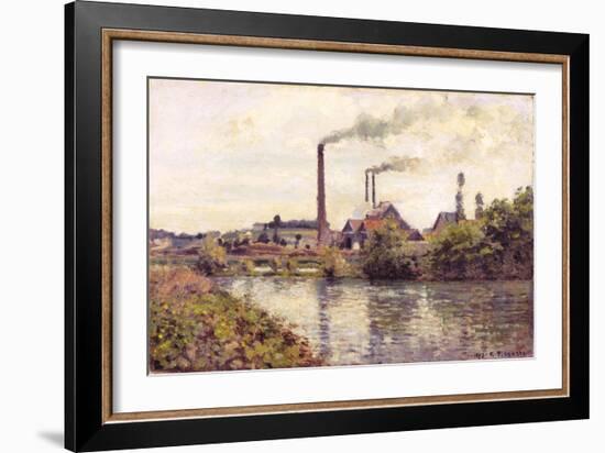 The Factory at Pontoise, 1873-Camille Pissarro-Framed Giclee Print