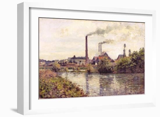 The Factory at Pontoise, 1873-Camille Pissarro-Framed Giclee Print