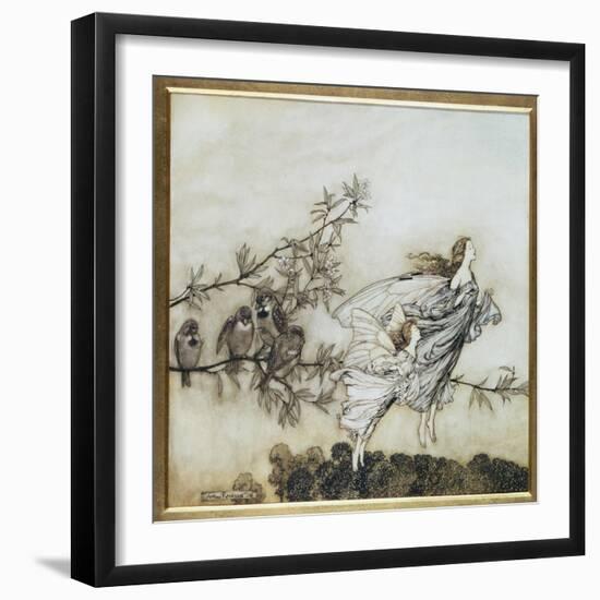 The Fairies Have their Tiff with the Birds, 1906 Illustration for 'Peter Pan in Kensington…-Arthur Rackham-Framed Giclee Print