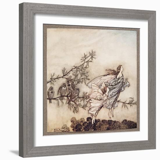 The Fairies Have their Tiffs with the Birds, from Peter Pan in Kensington Gardens by J M Barrie (18-Arthur Rackham-Framed Giclee Print