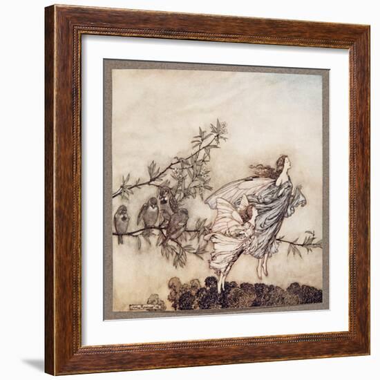 The Fairies Have their Tiffs with the Birds, from Peter Pan in Kensington Gardens by J M Barrie (18-Arthur Rackham-Framed Giclee Print