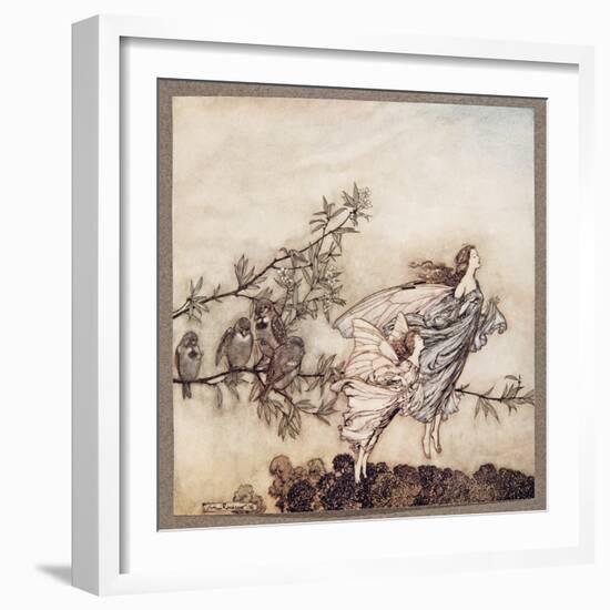 The Fairies Have their Tiffs with the Birds, from Peter Pan in Kensington Gardens by J M Barrie (18-Arthur Rackham-Framed Giclee Print