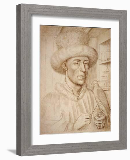 The Falconer), C.1445-47 (Drawing)-Petrus Christus-Framed Giclee Print