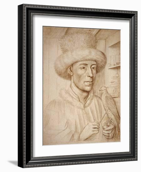 The Falconer), C.1445-47 (Drawing)-Petrus Christus-Framed Giclee Print