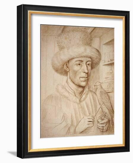 The Falconer), C.1445-47 (Drawing)-Petrus Christus-Framed Giclee Print