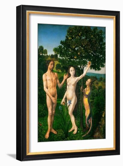 The Fall. Adam and Eve tempted by the snake. Diptych of the Fall and the Redemption.-Hugo van der Goes-Framed Giclee Print