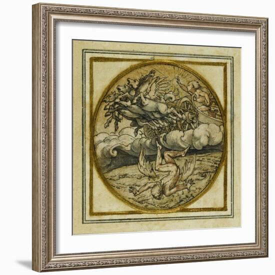 The Fall of Icarus - Design for a Pendant or Hat Badge, C.1532-43-Hans Holbein the Younger-Framed Giclee Print