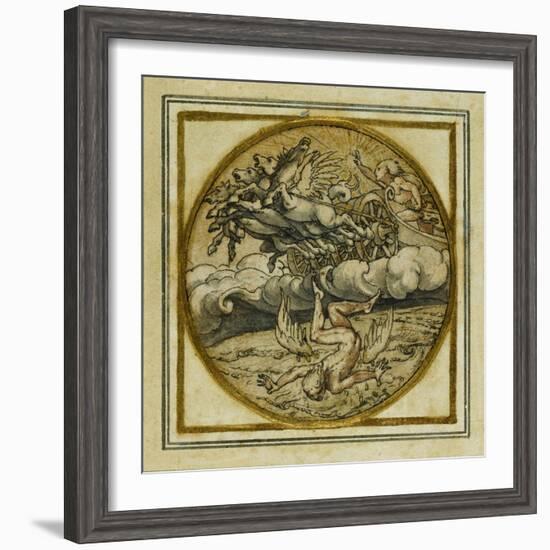 The Fall of Icarus - Design for a Pendant or Hat Badge, C.1532-43-Hans Holbein the Younger-Framed Giclee Print