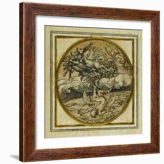 The Fall of Icarus - Design for a Pendant or Hat Badge, C.1532-43-Hans Holbein the Younger-Framed Giclee Print