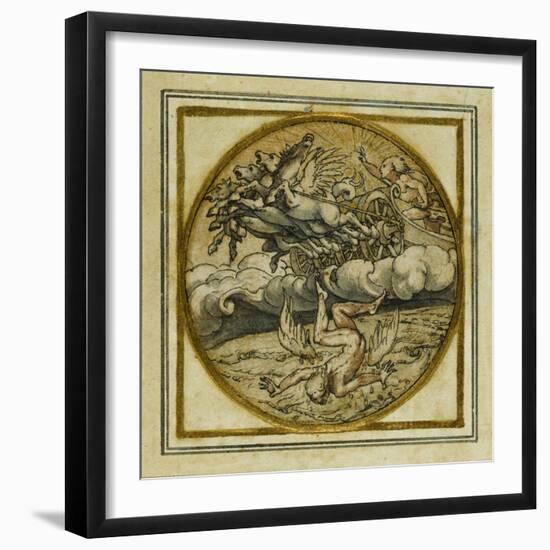 The Fall of Icarus - Design for a Pendant or Hat Badge, C.1532-43-Hans Holbein the Younger-Framed Giclee Print