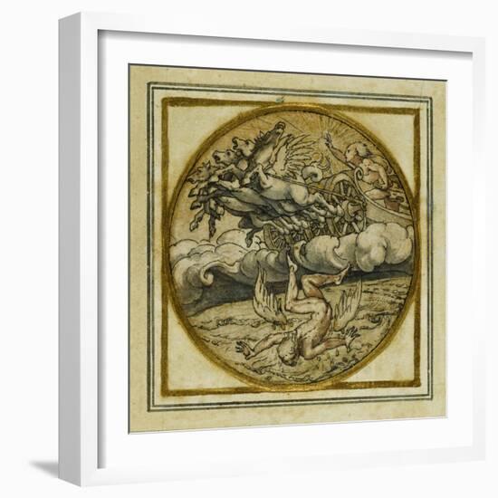 The Fall of Icarus - Design for a Pendant or Hat Badge, C.1532-43-Hans Holbein the Younger-Framed Giclee Print