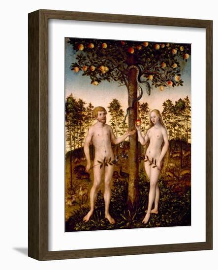 The Fall of Man, 1549 (Oil on Panel)-Lucas the Younger Cranach-Framed Giclee Print