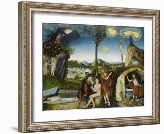 The Fall of Man and Redemption, about 1529-Lucas Cranach the Elder-Framed Giclee Print