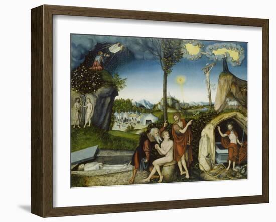 The Fall of Man and Redemption, about 1529-Lucas Cranach the Elder-Framed Giclee Print