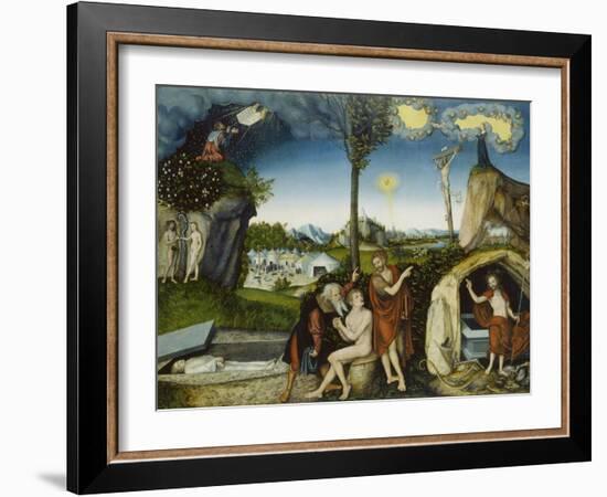 The Fall of Man and Redemption, about 1529-Lucas Cranach the Elder-Framed Giclee Print