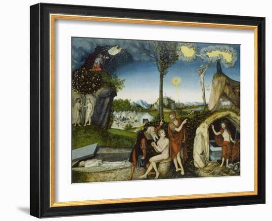 The Fall of Man and Redemption, about 1529-Lucas Cranach the Elder-Framed Giclee Print