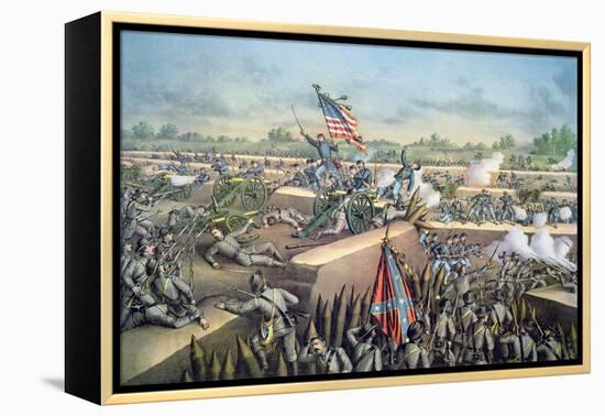 The Fall of Petersburg to the Union Army, 2nd April 1965, Engraved by Kurz and Allison, 1893-American School-Framed Premier Image Canvas