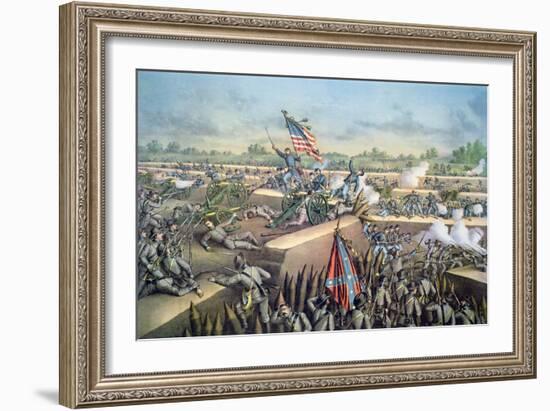 The Fall of Petersburg to the Union Army, 2nd April 1965, Engraved by Kurz and Allison, 1893-American School-Framed Giclee Print