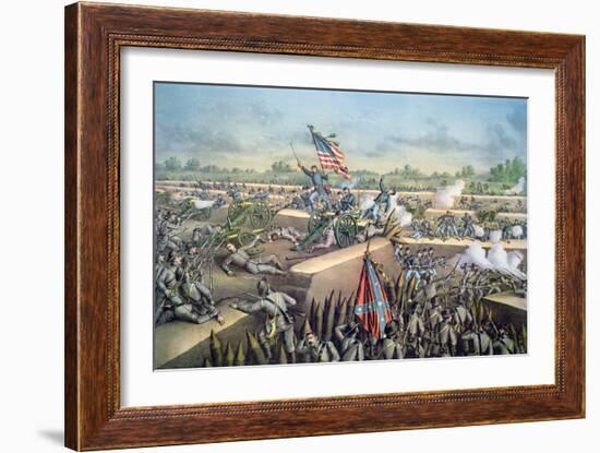 The Fall of Petersburg to the Union Army, 2nd April 1965, Engraved by Kurz and Allison, 1893-American School-Framed Giclee Print