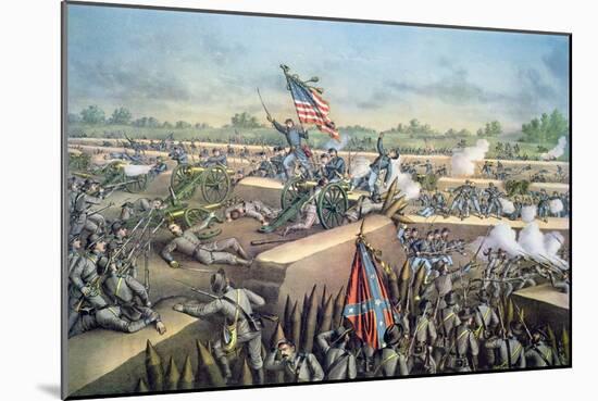 The Fall of Petersburg to the Union Army, 2nd April 1965, Engraved by Kurz and Allison, 1893-American School-Mounted Giclee Print