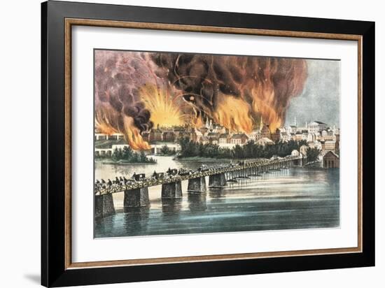 The Fall of Richmond, Virginia, 2nd April 1865-Currier & Ives-Framed Giclee Print