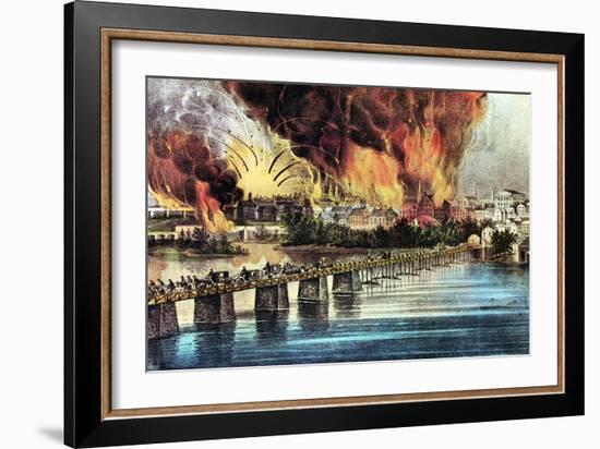 The Fall of Richmond, Virginia, American Civil War, 2 April 1865-Currier & Ives-Framed Giclee Print