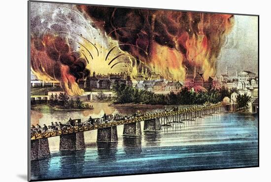 The Fall of Richmond, Virginia, American Civil War, 2 April 1865-Currier & Ives-Mounted Giclee Print