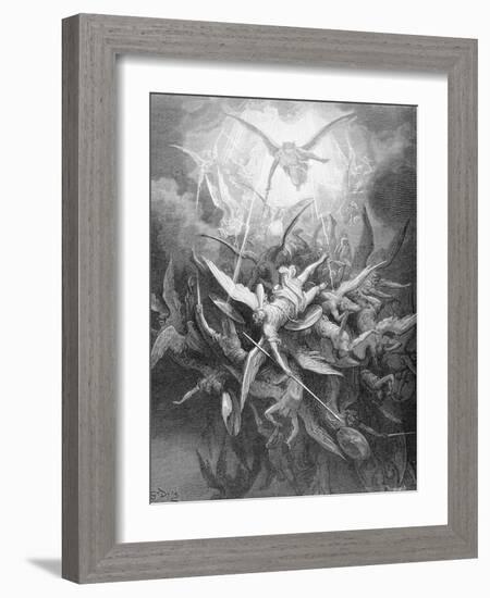 The Fall of the Rebel Angels, from Book I of 'Paradise Lost' by John Milton (1608-74) C.1868-Gustave Dor?-Framed Giclee Print