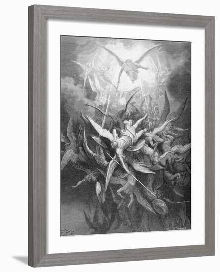 The Fall of the Rebel Angels, from Book I of 'Paradise Lost' by John Milton (1608-74) C.1868-Gustave Dor?-Framed Giclee Print