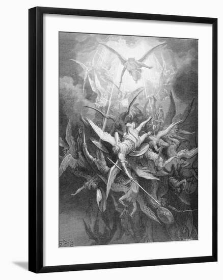 The Fall of the Rebel Angels, from Book I of 'Paradise Lost' by John Milton (1608-74) C.1868-Gustave Dor?-Framed Giclee Print