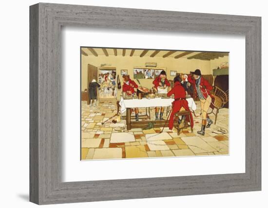 The Fallowfield Hunt, Breakfast at the Three Pigeons-Cecil Aldin-Framed Premium Giclee Print