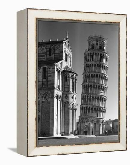 The Famed Leaning Tower of Pisa Standing Beside the Baptistry of the Cathedral-Margaret Bourke-White-Framed Premier Image Canvas