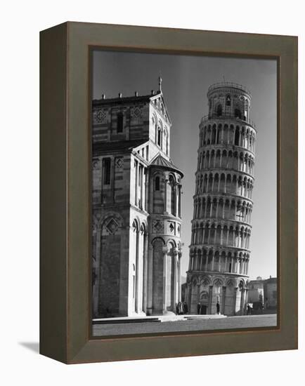 The Famed Leaning Tower of Pisa Standing Beside the Baptistry of the Cathedral-Margaret Bourke-White-Framed Premier Image Canvas